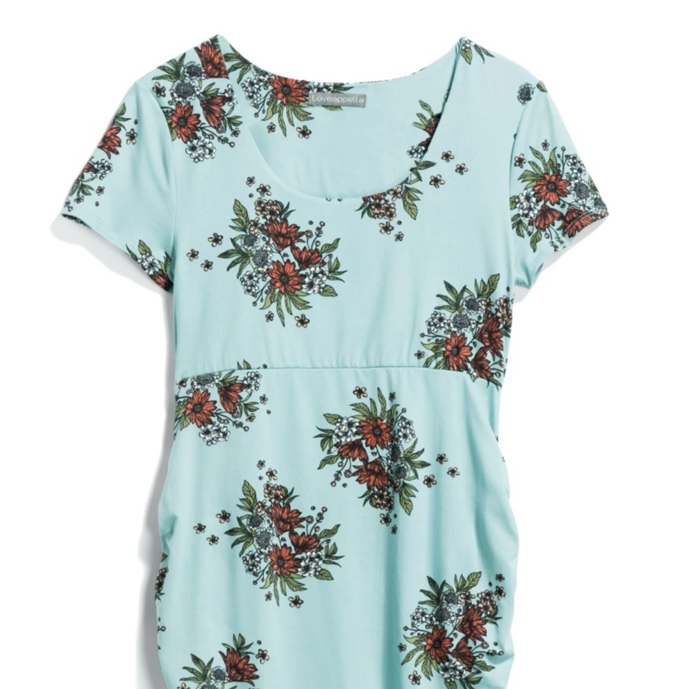 Loveappella Blue Floral Maternity Dress